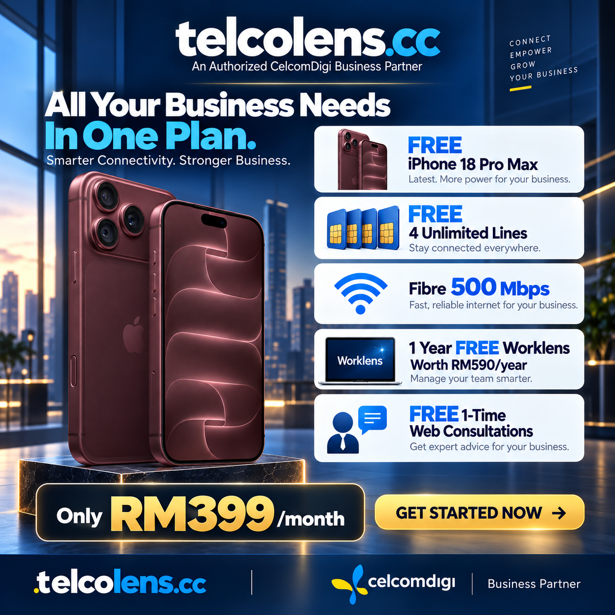 TelcoLens Digital 399 business package promotional poster